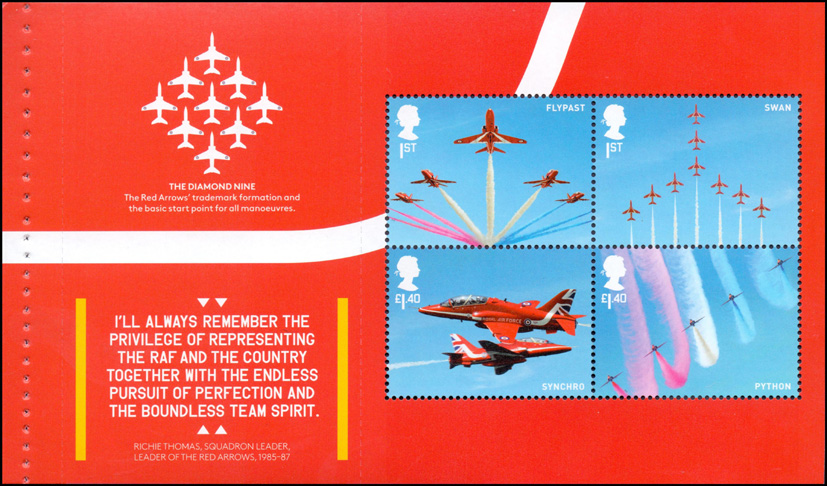 2018 GB - DP534 - Pane 4 Red Arrows from DY25 RAF Centenary PB